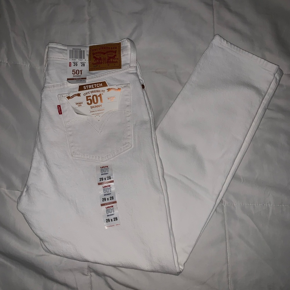 Levis 501 skinny white jeans